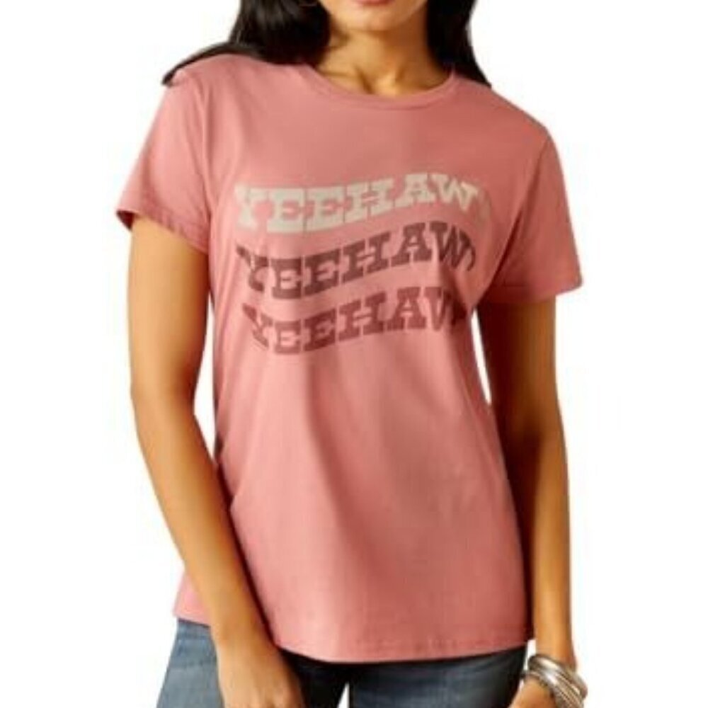 Ariat Women's Short Sleeve Relaxed Fit Rally Call Yeehaw Graphic T-Shirt Dusty R